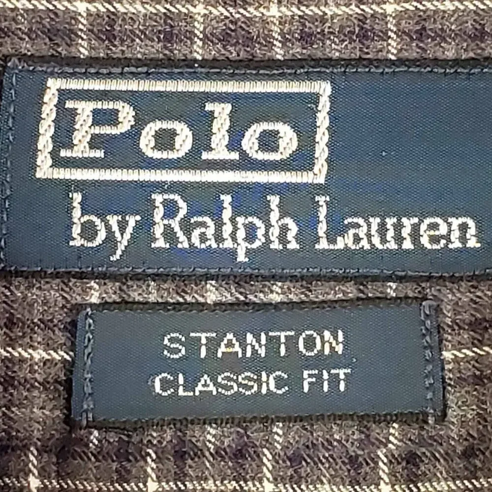 Polo Ralph Lauren Shirt Oxford Button Down Gray Plaid LS Size Large L Stanton